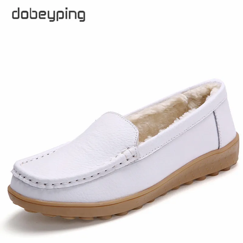 Dobeyping женские мокасины из натуральной кожи на плоской подошве новые зимние