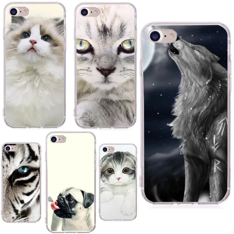 Mobile Phone Bag Silicone For Coque iPhone 8 plus 5 5S SE 6 6S 7 Plus 10 X Cat Case Lion |