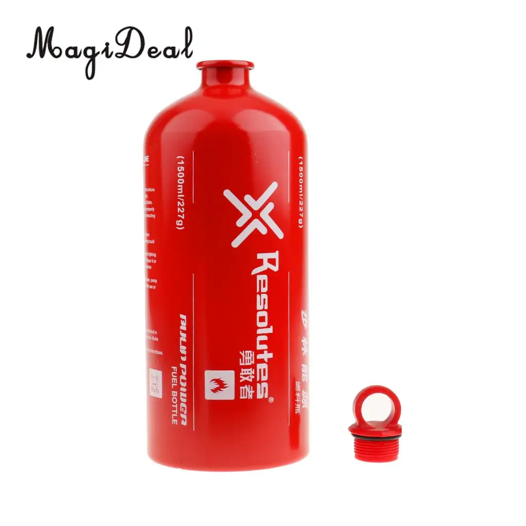 MagiDeal Aluminum Liquid Fuel Bottle Outdoor Camping Stove Gas Oil Container 500/750/1000/1500ML for Camping Hiking Travel