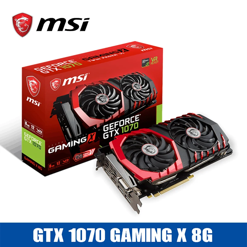 Miner Mining GTX1070 GAMING 8G msi video card Memory Frequency 7010MHz 256bit DVI+HDM+DP 1.5kg Graphics Cards with 2fans for ETH |