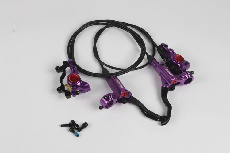 MTB велосипедный тормоз HB-875 Гидравлический тормозной рычаг передний 750/задний 1350 мм для горного велосипеда MTB дисковый тормоз зажим тормозные колодки - Цвет: Фиолетовый