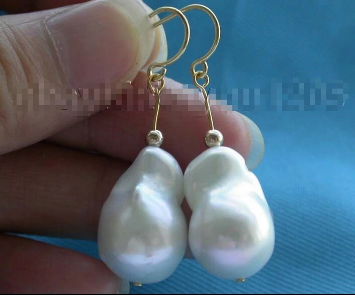 

Genuine Natural 13x White Reborn Keshi Pearl Earrings 14KGP!