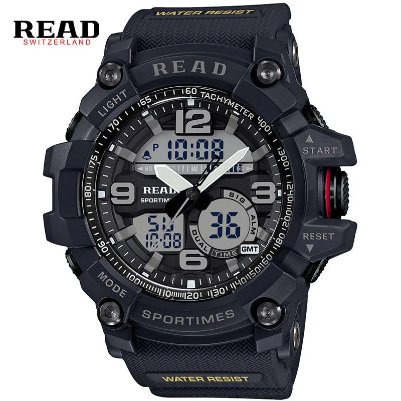 

READ StopWatch large Wrist Watches men Army Military Silicone black Relogio Masculino digital design electronic Alarm hours