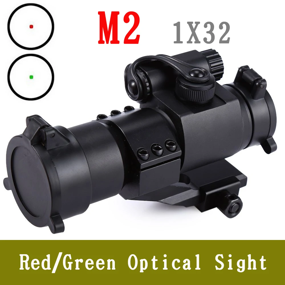 

M2 1x 32 Telescopic Illuminated Red/Green Holographic Tactical Optical Sight Scope Rifle Picatinny Rail Mount