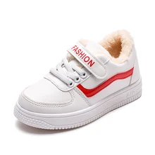 Children's shoes, sports shoes, girls' shoes, white shoes, cotton shoes, autumn and winter, plus velvet shoes, boys' shoes