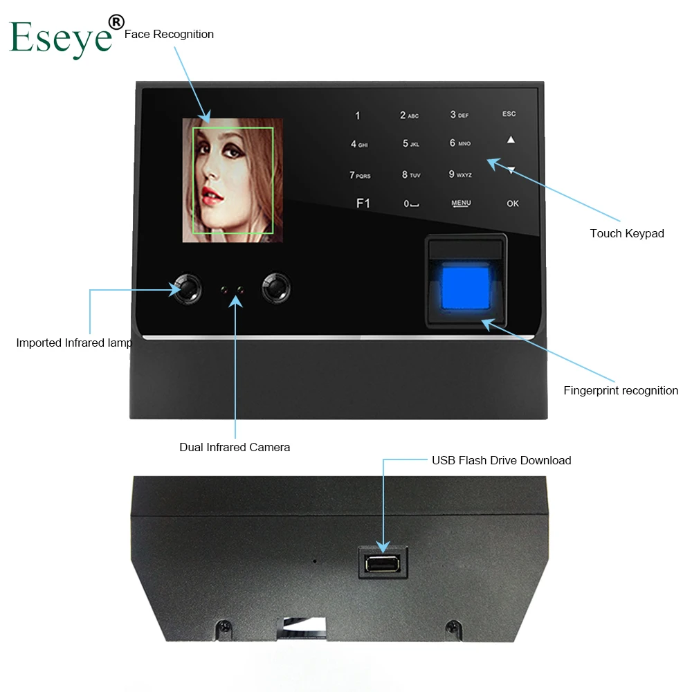 Биометрическая система учёта времени для распознавания лица и отпечатков пальцев TCP/IP, цифровое электронное считывающее устройство