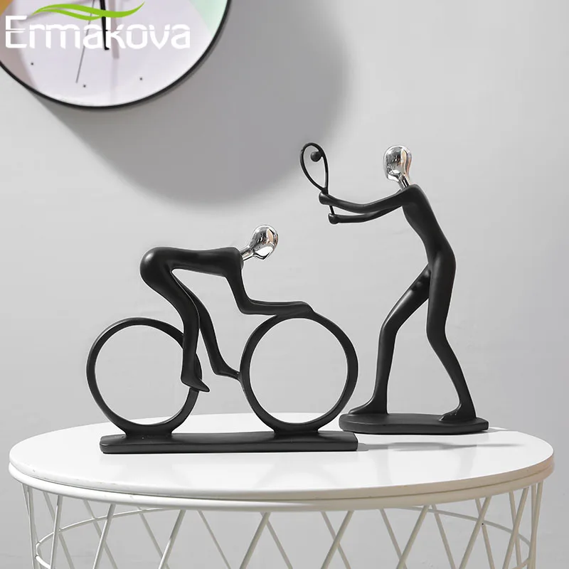 Kaufen ERMAKOVA Moderne Kunst Abstrakte Harz Sportler Figur Sportler Skulptur Tennis Statue Hause Büro Wohnzimmer Dekoration