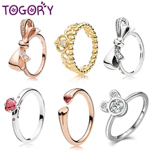 2019 Moda Tecer Anéis de Cristal Para As Mulheres Ouro/Prata/Rosa Cor de Ouro Fino Feminino Anel de Jóias da Festa de Noivado atacado(China)