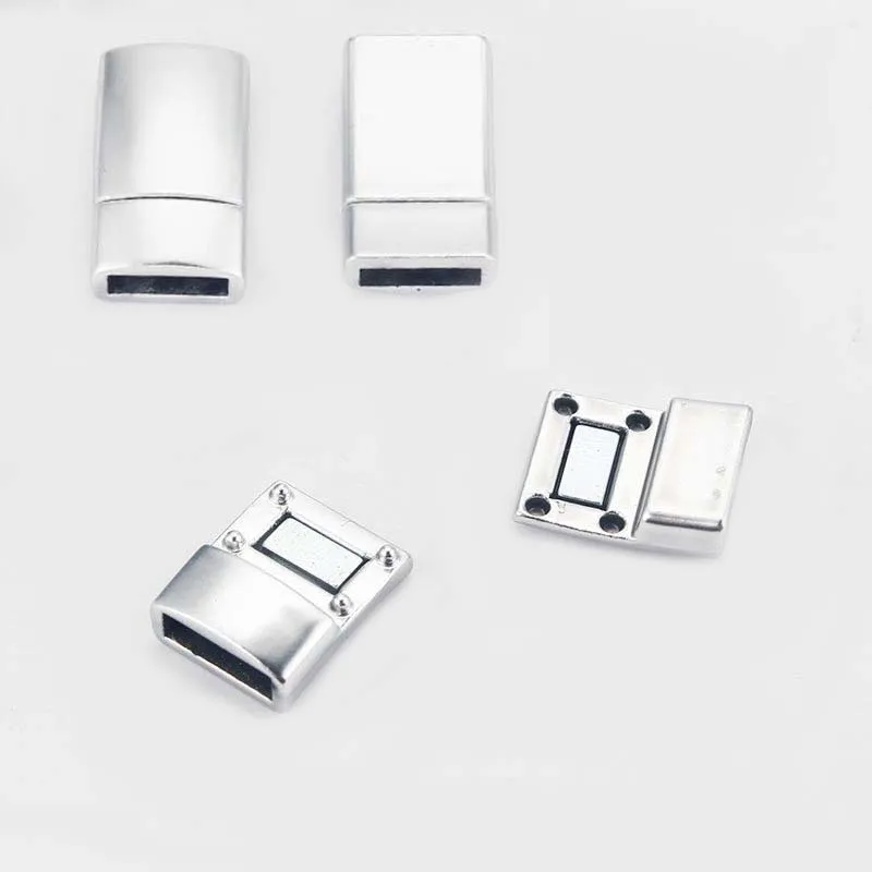 

5 Sets Matte Silver 10x3mm Flat Magnetic Clasp Jewelry Findings For 10mm Thick or Multi strand Round Leather Cords