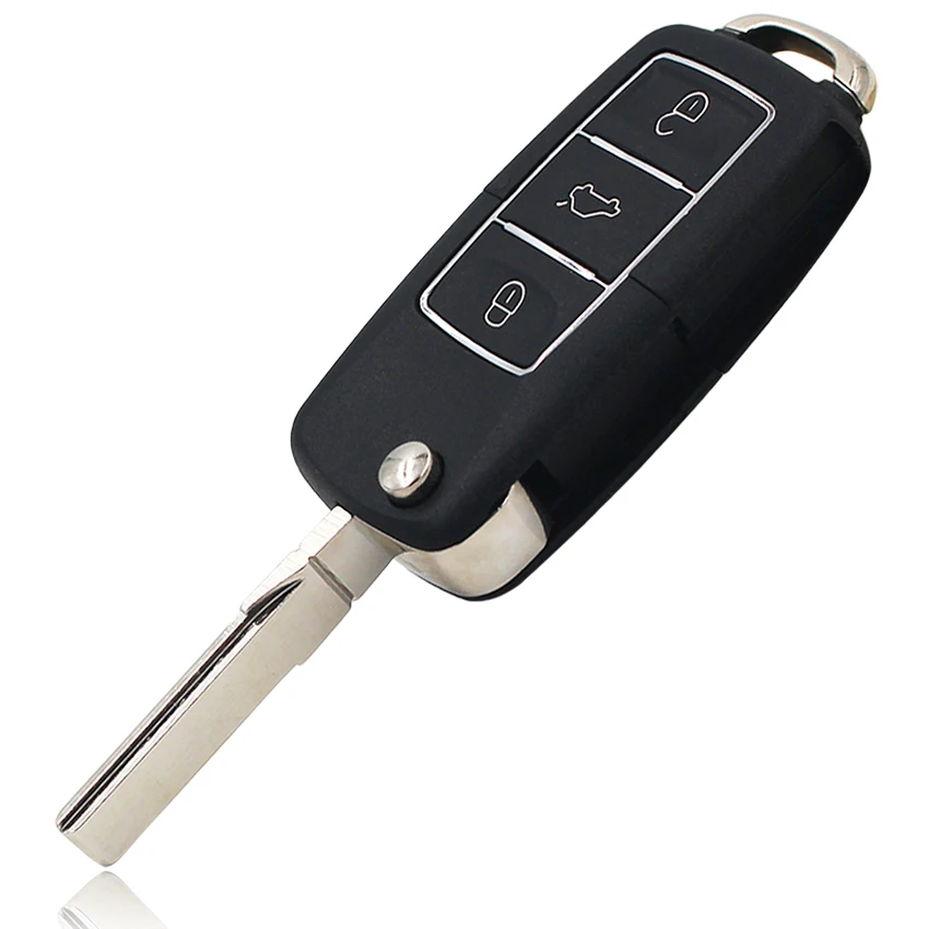 

3 Button Folding Flip Remote Key Shell Case Housing Uncut Bladefor Volkswagen for VW Jetta Beetle Bora Golf Passat