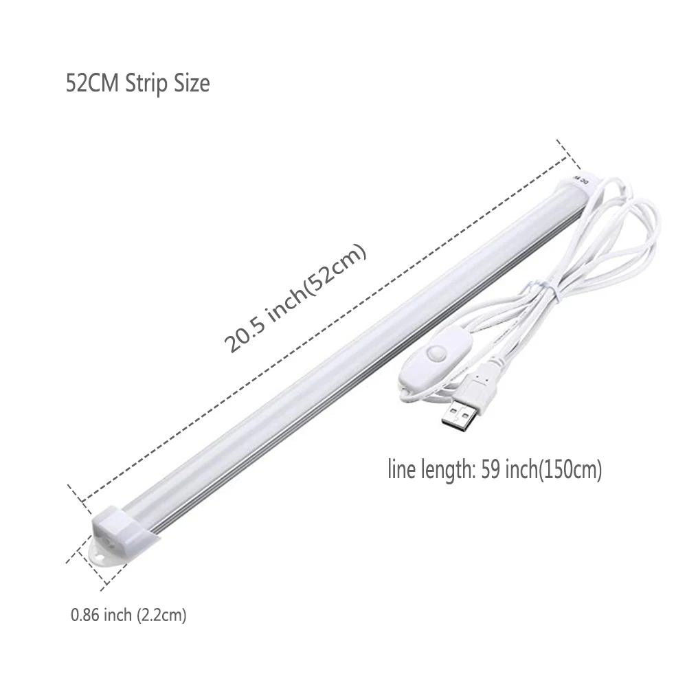 USB 35/52 см SMD5730 чип полоса жесткий бар свет с кабелем переключатель DC5V светодиодный