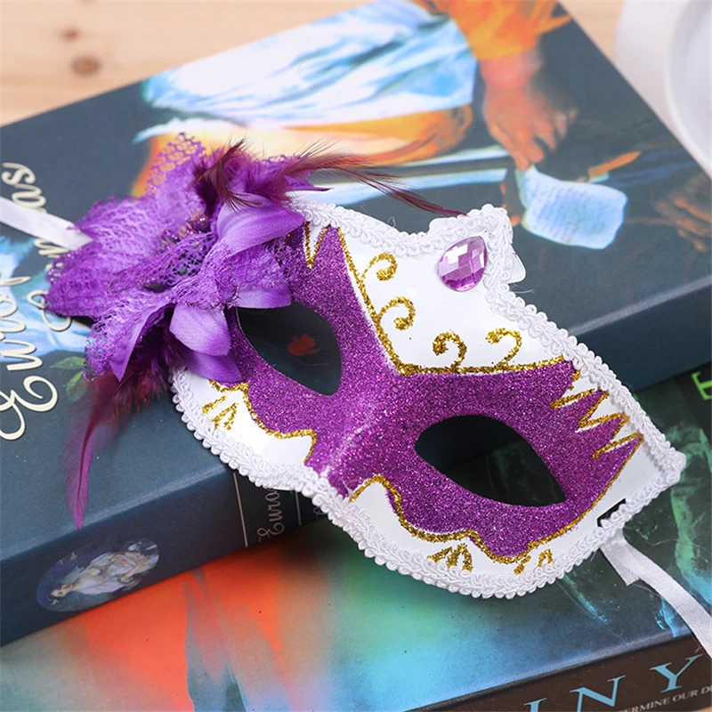 Сексуальная блестящая Венецианская маска с бриллиантами венецианское перо цветок свадебные карнавальные вечерние карнавальные костюмы для женщин