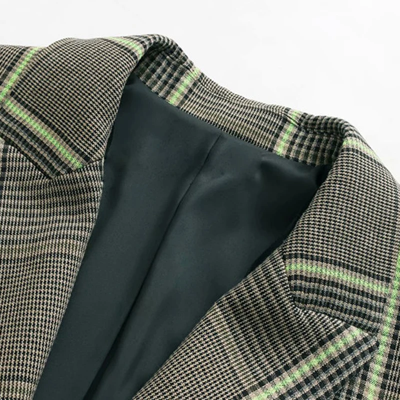 GOPLUS Vintage Single Breasted Office Ladies Plaid Blazer Long Sleeve Loose Coat Jackets Women Blazers Female 2019 Outerwear