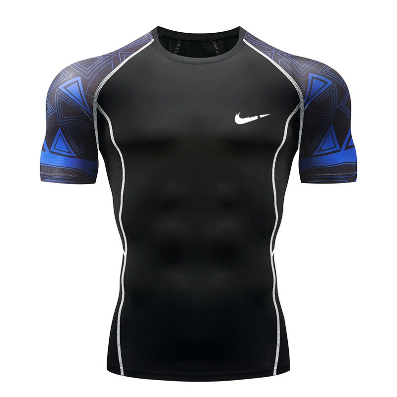 

Summer Bodybuilding Compression Tight T-Shirt Mens Quick Dry Fitness Brand Short Sleeve Elastic Gym Sport Running TShirt Tops