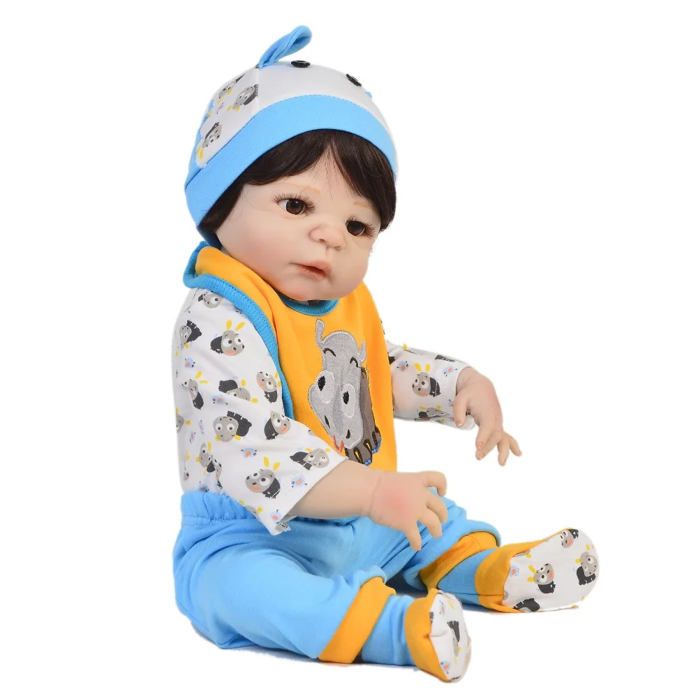 Мультфильм 57 см Reborn Baby Doll мальчик Мода DIY игрушки 23 дюймов силиконовые Reborn младенцев полный винил тело Bebe для детей подарки на день рождения