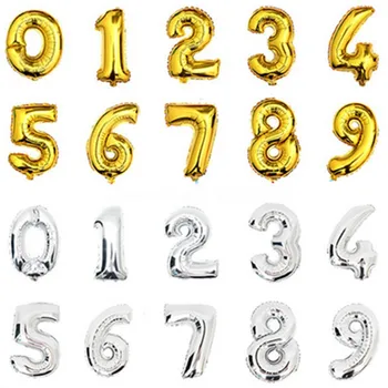 

Lucky 50pcs/lot 16inch Gold/Silver 0-9 Numbers Balloons Foil Air Balloon Wedding Birthday Party Decorations Supplies Ballons Toy