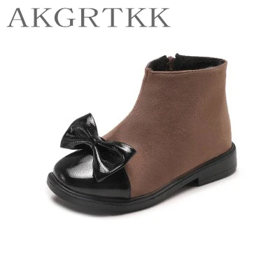 

Girls' boots autumn/winter 2018 boots fashion belt bow students' casual shoes comfortable to wear