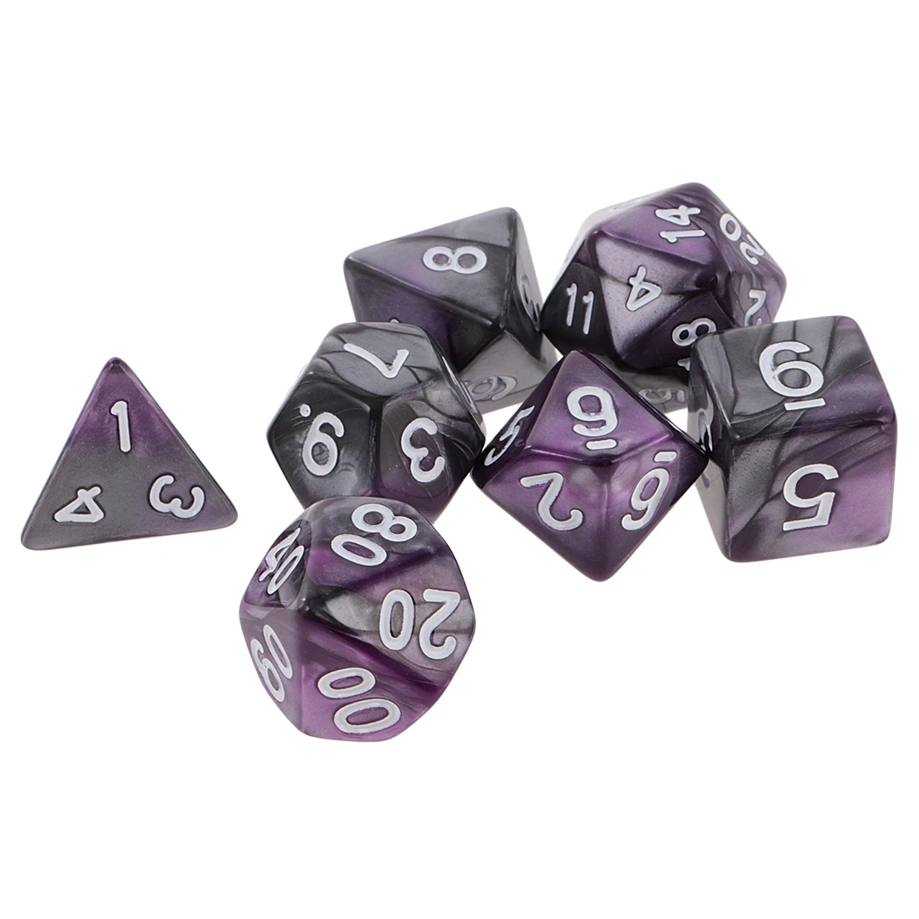 New 7PCS Two Colors Polyhedral Dice 16mm for Dungeons and Dragons Table Games Party Colorful Accessories for Board Game