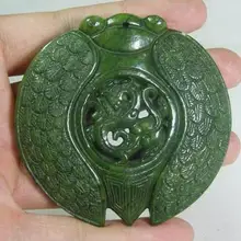 Бутик ювелирных изделий китайский старый ручной работы зеленый нефрит Резные Цикада кулон