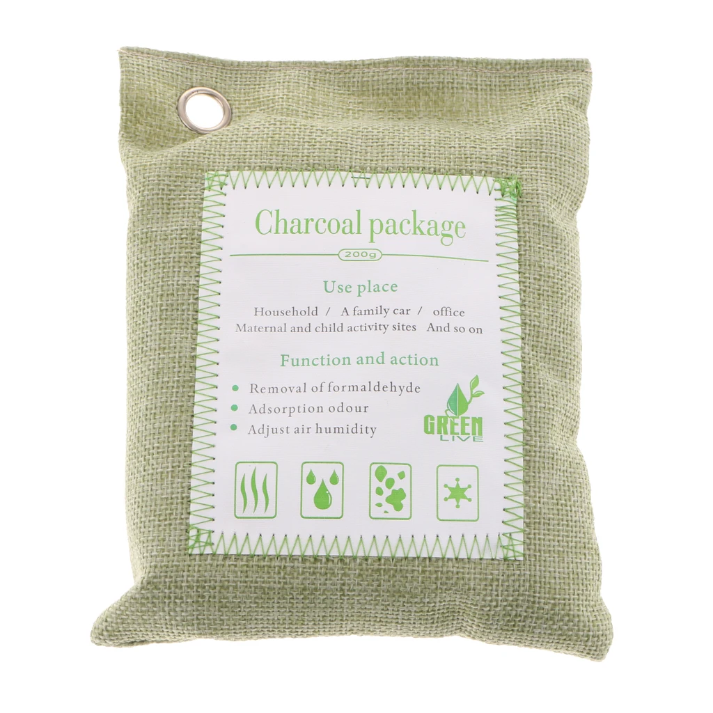 170*125*50mm Bamboo Charcoal Natural Air Purifying Freshener Bag Odor Eliminator Smelly Removing Closet Deodorant Green  