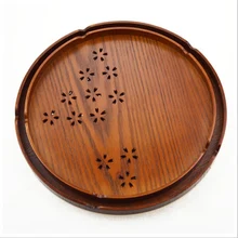 Japanischen Stil Woode Fach Kirsche Shaped Aushöhlen Runde Essen Platte Cinnamomum Septentrionale Hand Holz Mit Zwei Größen