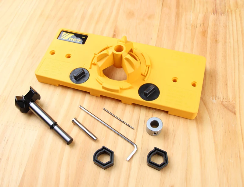 07 JDSR 35mm Concealed Hinge Jig Drill Guide Set Wood Hole Saw Drill Locator Door Boring Hole Template&Bit Positioner For Kreg Tools