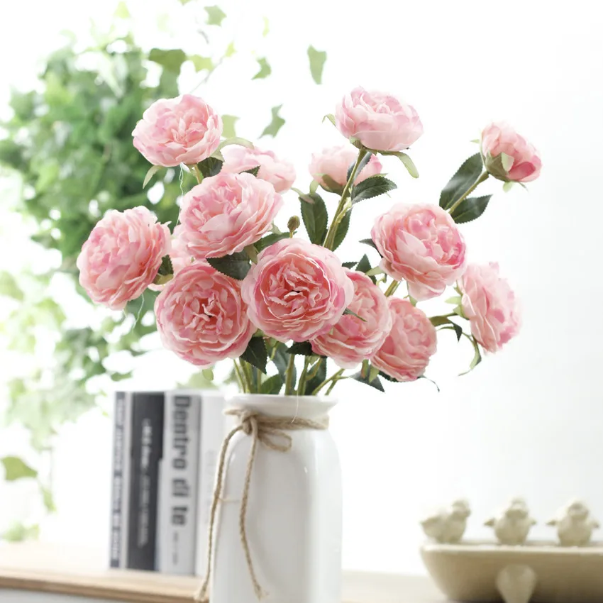 roses artificial peonies silk fabric flower fake flower wedding bouquet home decor  (121)