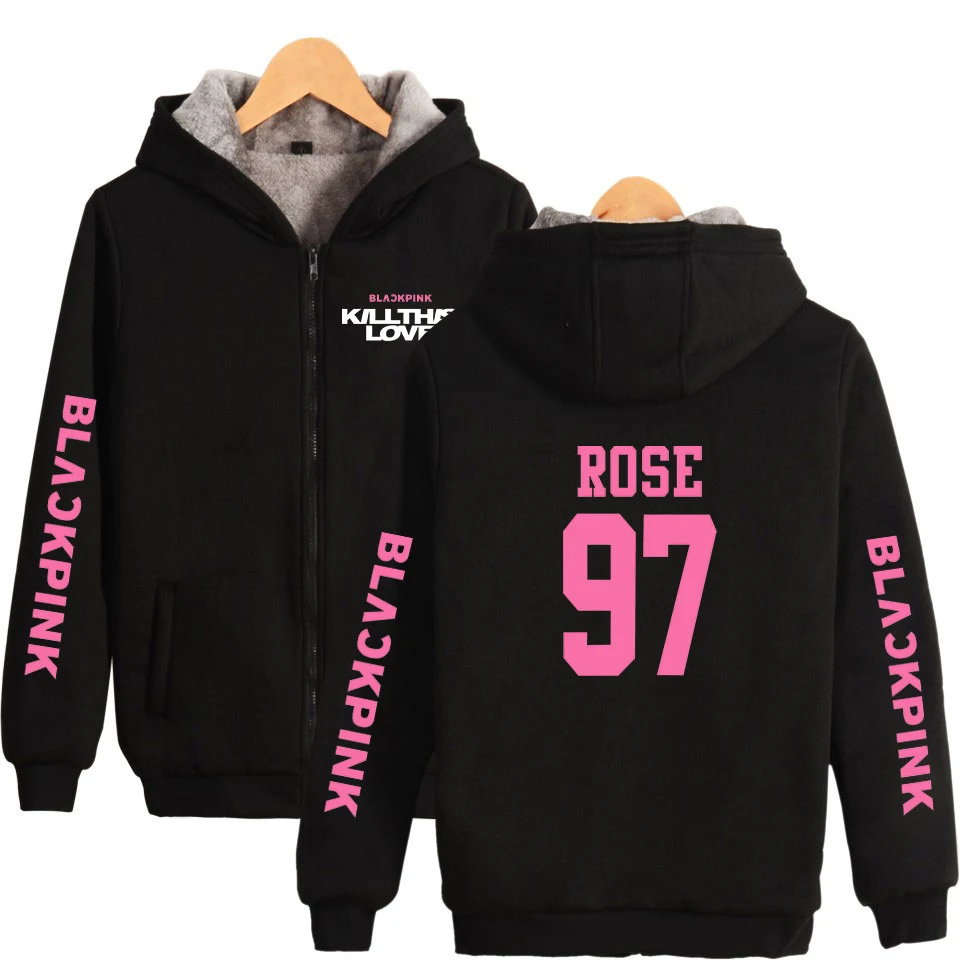 

Blackpink Kill This Love Kpop Parkas Women/Men Fashion Zipper Hooded Warm Coats 2019 Hot Sale Casual Streetwear Winter Clothes