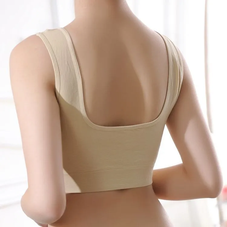 New Fashion Double Layers Women Comfortable Seamless Adjusting Bra Solid Leisure Cotton Boob Tube Top Wireless Bra 5