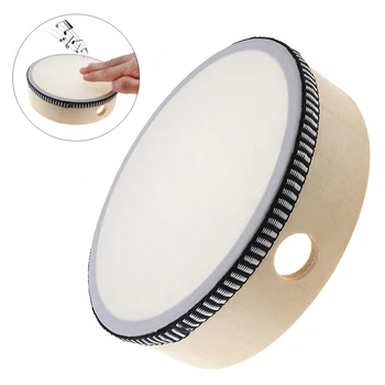 

6 Inch Portable Musical Tambourine Drum Round Percussion Sheepskin Drums for Kids Games Wooden Ring Durable Tambourine