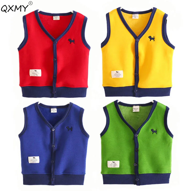 

baby girls boys vest Spring autumn embroidery fleece warm sleeveless vest for kids children vest2-8T
