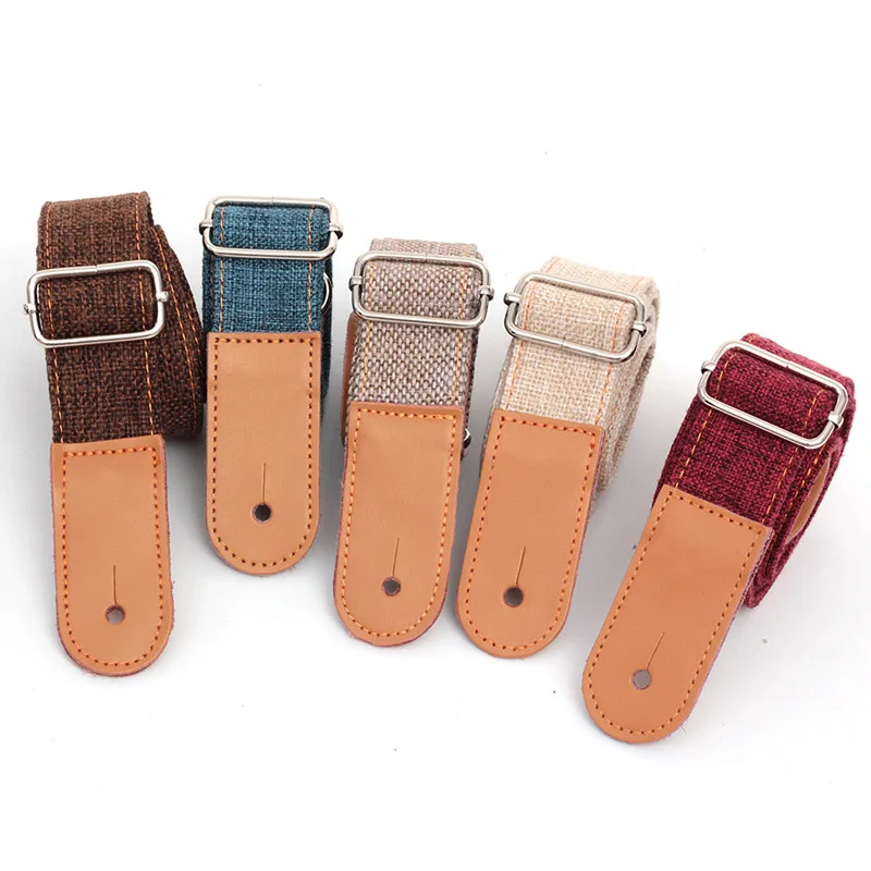 

Linen Cotton Small Ukulele Guitar Strap Adjustable Belt With PU leather Ends For Ukulele Guitar Parts Accessories