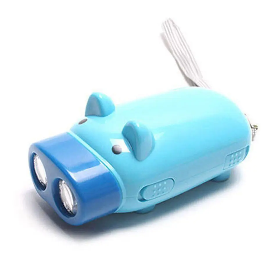 AIMINHO Hand-press 2 LED Mini Flashlight Cute Pig Generate Electricity LED Flashlight Emergency Small Torch Color Send By Random (8)