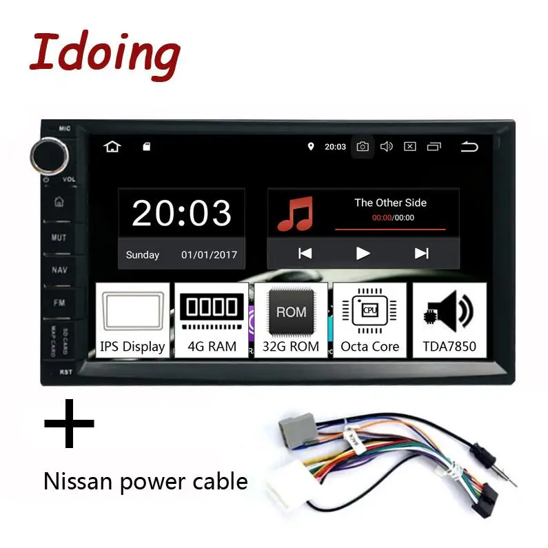 Idoing 4GB+ 32G Руль Универсальный 2Din Android 9,0 автомобильный Радио мультимедийный плеер gps Встроенный ГЛОНАСС 1024*600 PX5 TDA7850 - Цвет: Nissan power cable