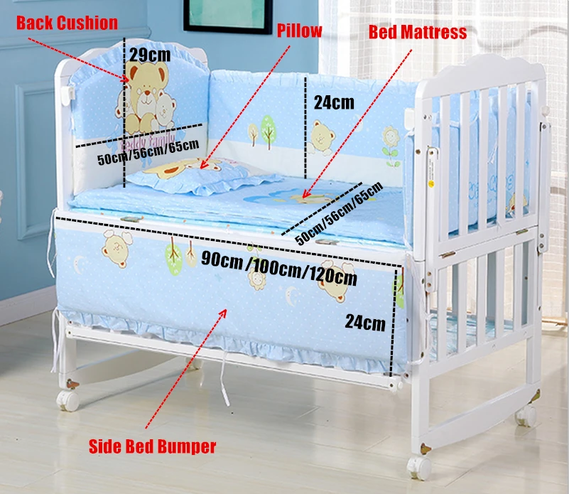 5 шт./компл. хлопок кроватки кровать бампер Детские кроватки Набор новорожденных Safty раздвижная детская кроватка постельное белье