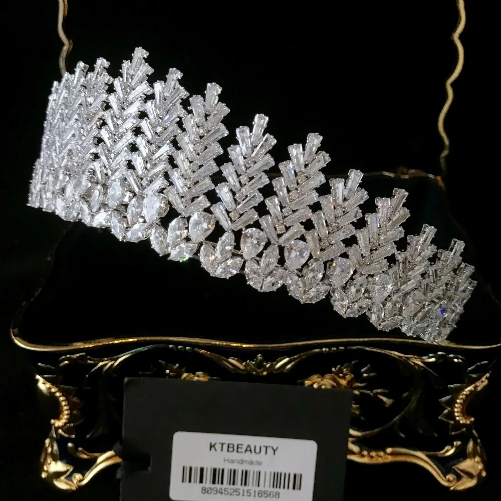 

New Rhinestone Zirconia Custom Made Tiara Handmade Fashion Hairband Royal Bridal Wedding Dressing Crown Accessory Women Jewelry