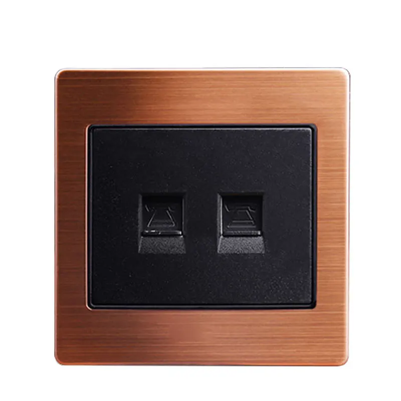 Type 86 Luxurious Rose gold black wall weak electricity socket Dual