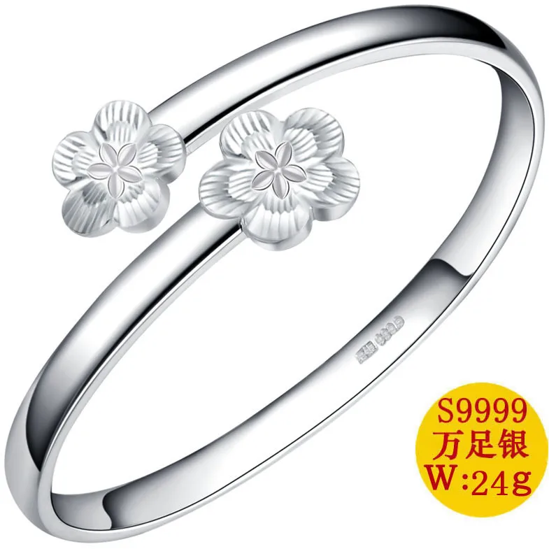 

2019 Limited Sale Women Armbanden Voor Vrouwen Fine Craft Smooth Bracelet 999.9 Sterling Che Plum Flower Wholesale Ornament
