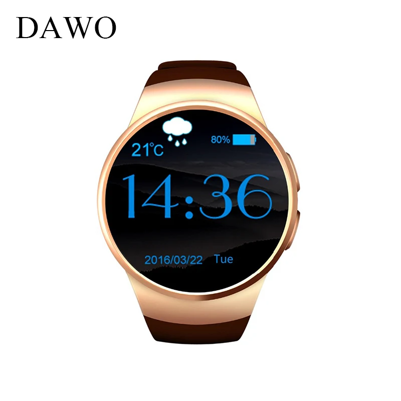 

DAWO Original Full Round IPS Heart Rate Smart Watch MTK2502 BT4.0 Smart Watch Support SIM TF Card for Ios and Android