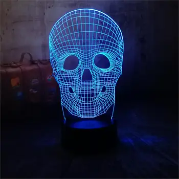 

Amazing Design new 3D Skull Atmosphere Night Lights Touch Colorful Table Desk Lamp Kids Toy lamp Lamparas de mesa infantil noche