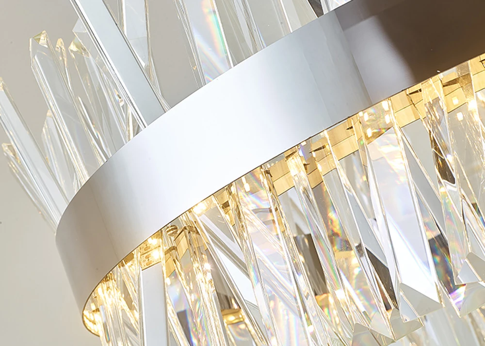 Круглый дизайн, Современная хрустальная люстра, роскошное освещение для столовой, гостиной, Хромированный Светодиодный светильник