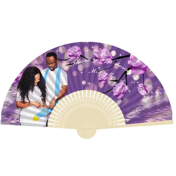 

120Pcs Custom Paper Ladies Folding Hand Fan Wedding Favors For Guests Personalized Birthday Party Gifts Print Photo And Words