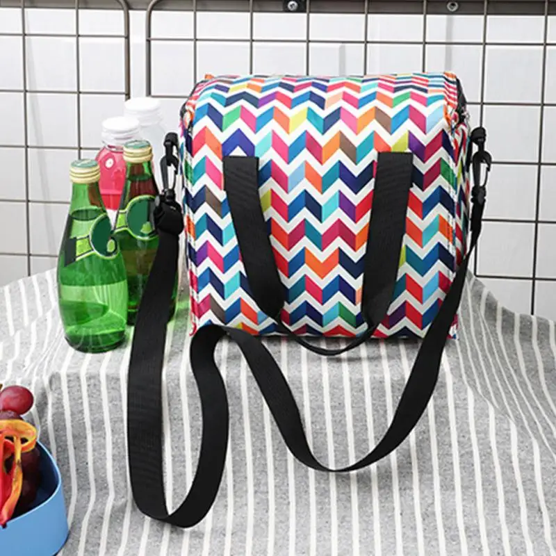 refrigerador impresso isolado comida térmica piquenique bolsa portátil ombro lancheira tote