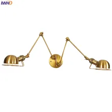 IWHD Iron Rocker Arm Wall Lamp Industrial LED Wall Light RH Vintage Loft Wandlamp E27*2 Fixtures Bedroom Light Home Lighting iwhd swing long arm wall light up down vintage glass wall lamp led bedroom iron wandlamp home lighting edison bulb light