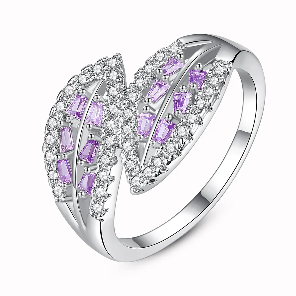 Silver ring Wedding Engagement For Women Elegant style purple Color MLYPZDAN | Украшения и аксессуары