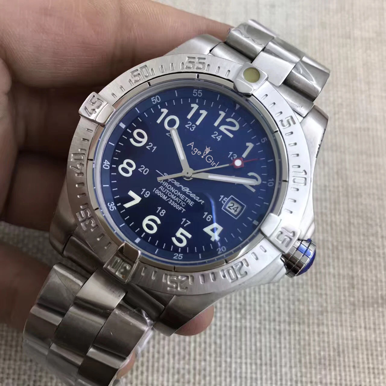 

Luxury Brand New Superocean Black Blue Automatic Mechanical Men Watch Stainless Steel Bracelet Sports Watches Sapphire AAA+