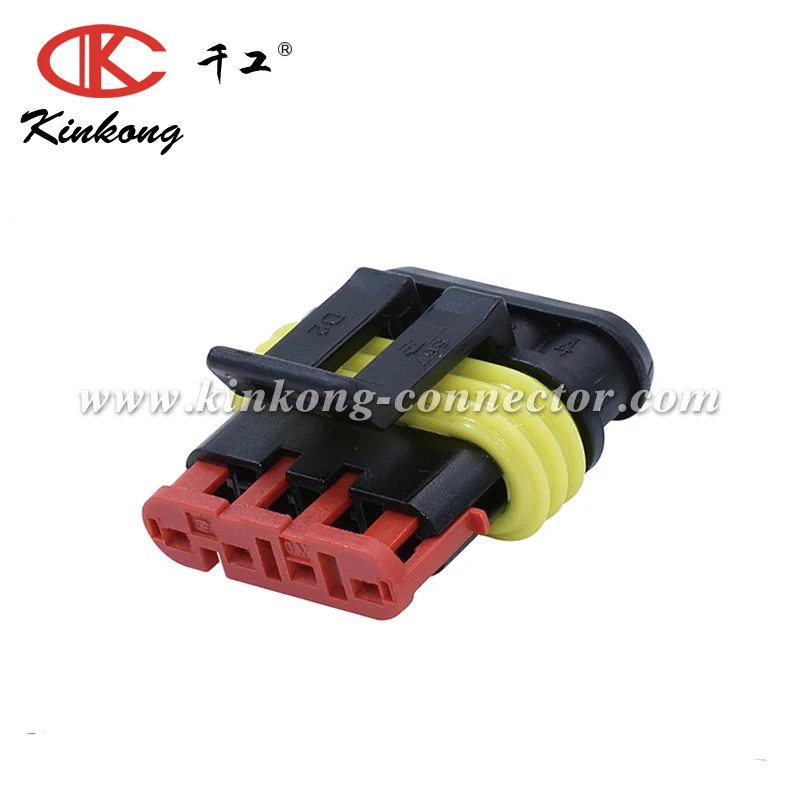 AMP SUPERSEAL 4 pin Женский Черный Автомобильный Электрический разъем 282088 1|Соединители| |