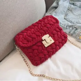 Тканая сумка ручной работы, модная женская сумка на плечо с пряжкой, Женская мини сумка через плечо с цепочкой, сумка через плечо, дизайнерская сумка - Цвет: red