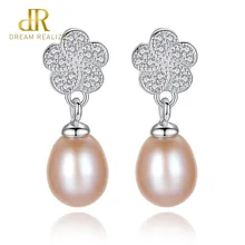 DR Fine Jewelry Flower Shape Stud Earrings Rice Freshwater Natural Pearl 925 Silver White Brincos for Women Party Jewelry DR Fine Jewelry Flower Shape Stud Earrings Rice Freshwater Natural Pearl 925 Silver White Brincos for Women Party Jewelry