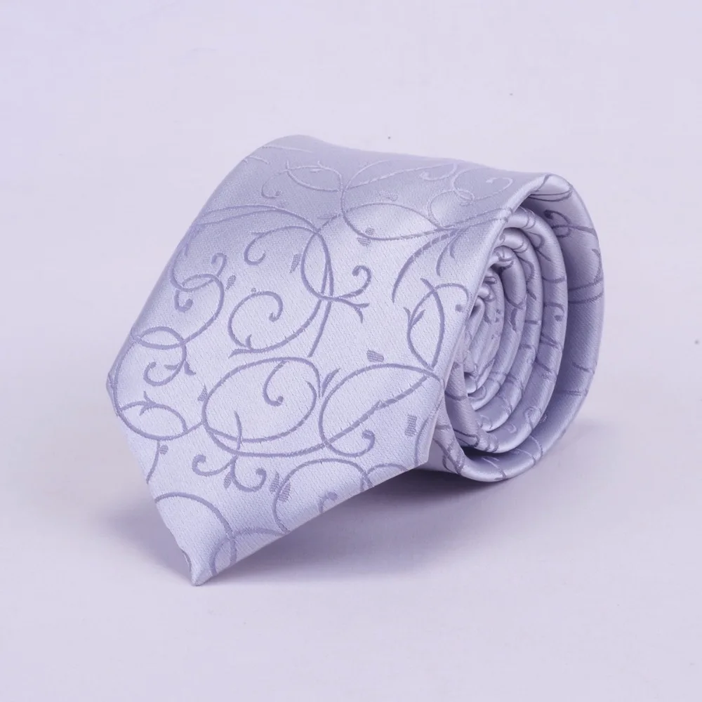 GUSLESON Quality Tie Set for Men Blue Floral Tie and Handkerchief Silver Necktie Man Corbatas Hombre Pocket Square Wedding